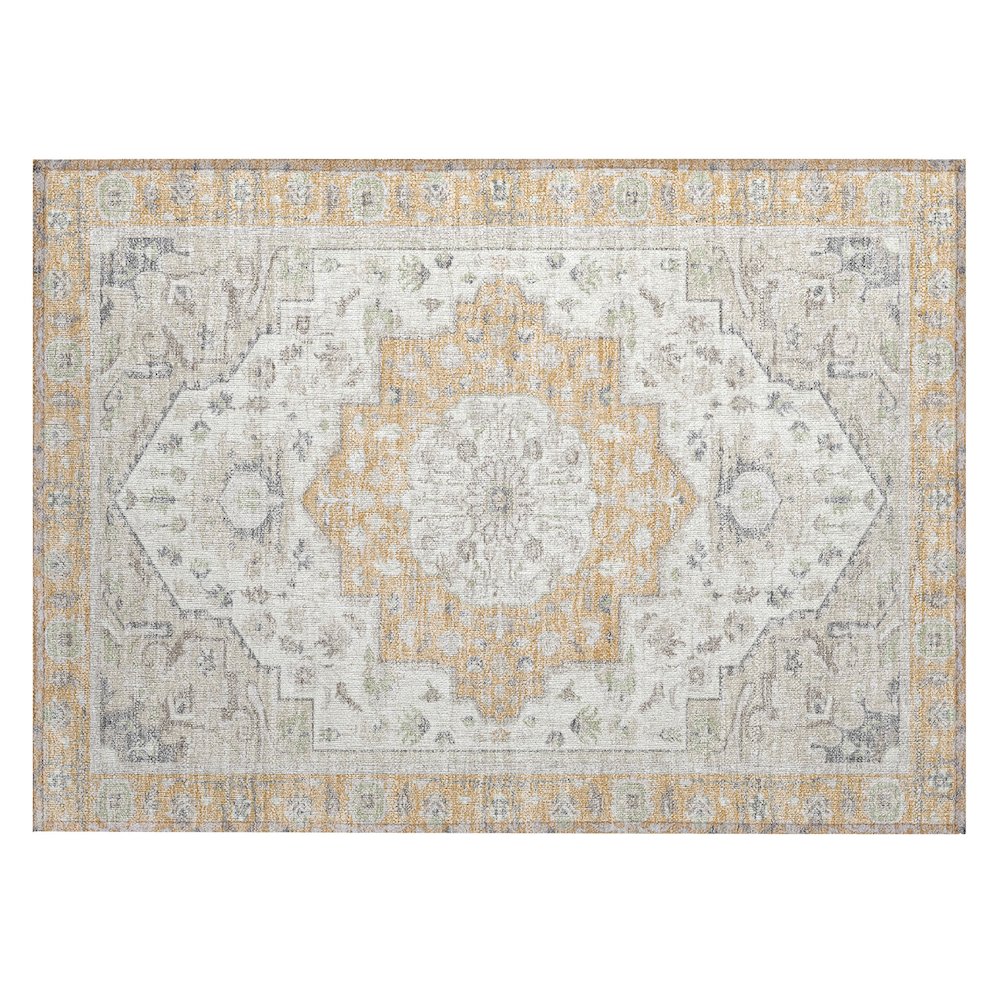 Machine Washable Indoor/Outdoor Chantille ACN2674 Orange 1'8" x 2'6" Rug. Picture 1