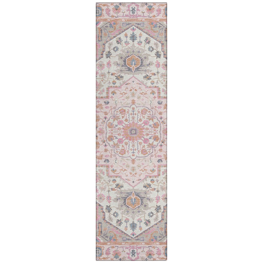 Machine Washable Indoor/Outdoor Chantille ACN2674 Pink 2'3" x 7'6" Runner Rug. Picture 1