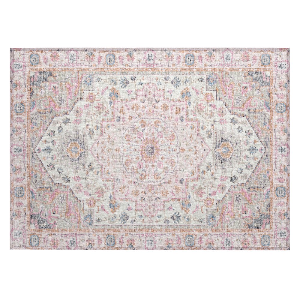 Machine Washable Indoor/Outdoor Chantille ACN2674 Pink 1'8" x 2'6" Rug. Picture 1