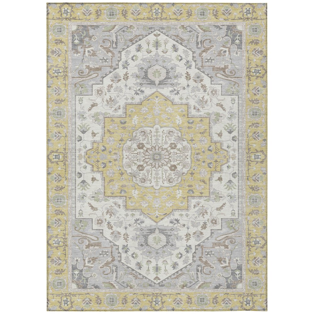 Machine Washable Indoor/Outdoor Chantille ACN2674 Gold 2'6" x 3'10" Rug. Picture 1