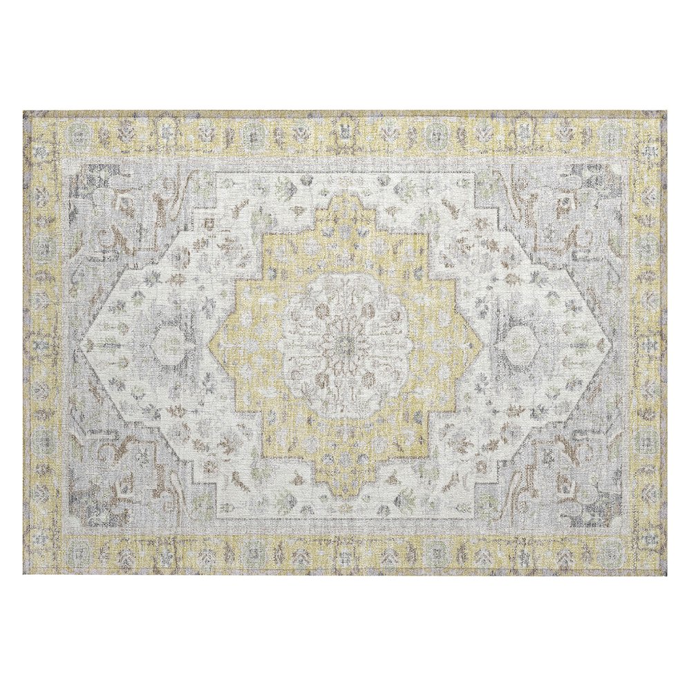 Machine Washable Indoor/Outdoor Chantille ACN2674 Gold 1'8" x 2'6" Rug. Picture 1