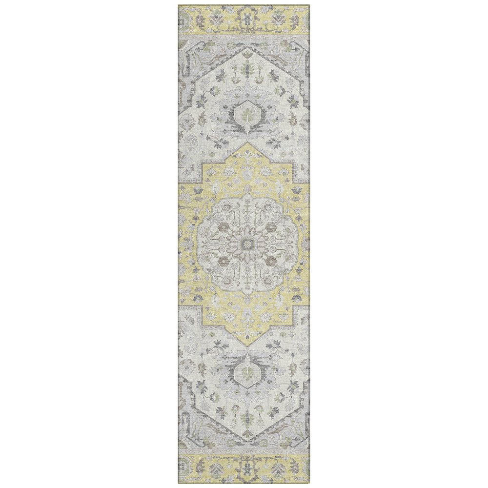 Machine Washable Indoor/Outdoor Chantille ACN2674 Gold 2'3" x 7'6" Runner Rug. Picture 1