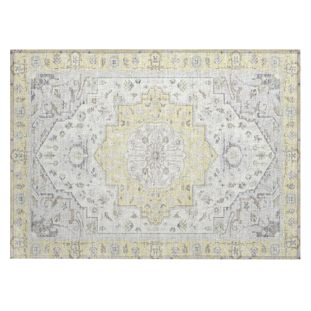Machine Washable Indoor/Outdoor Chantille ACN2674 Gold 1'8" x 2'6" Rug. Picture 1