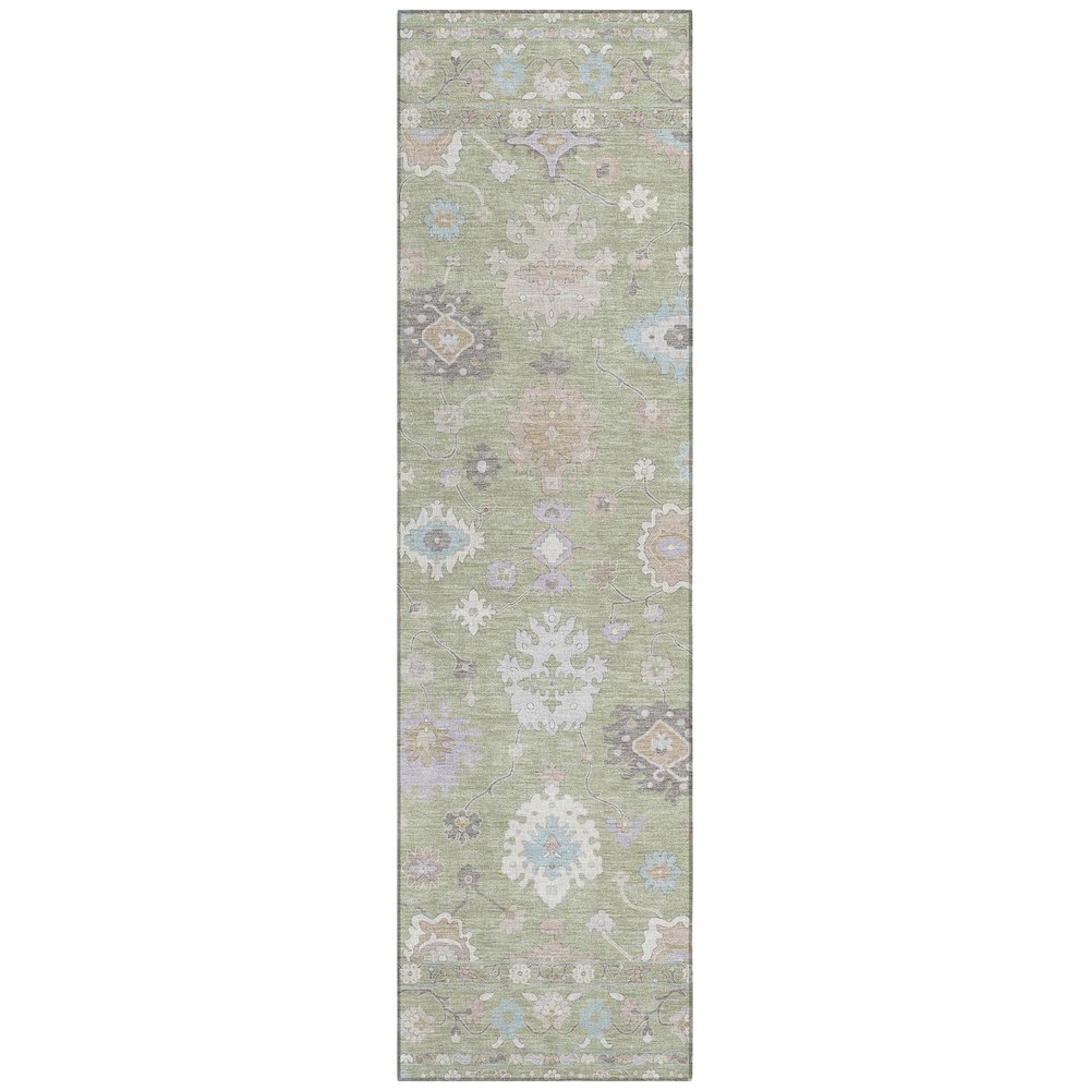 Machine Washable Indoor/Outdoor Chantille ACN2675 Green 2'3" x 7'6" Runner Rug. Picture 1