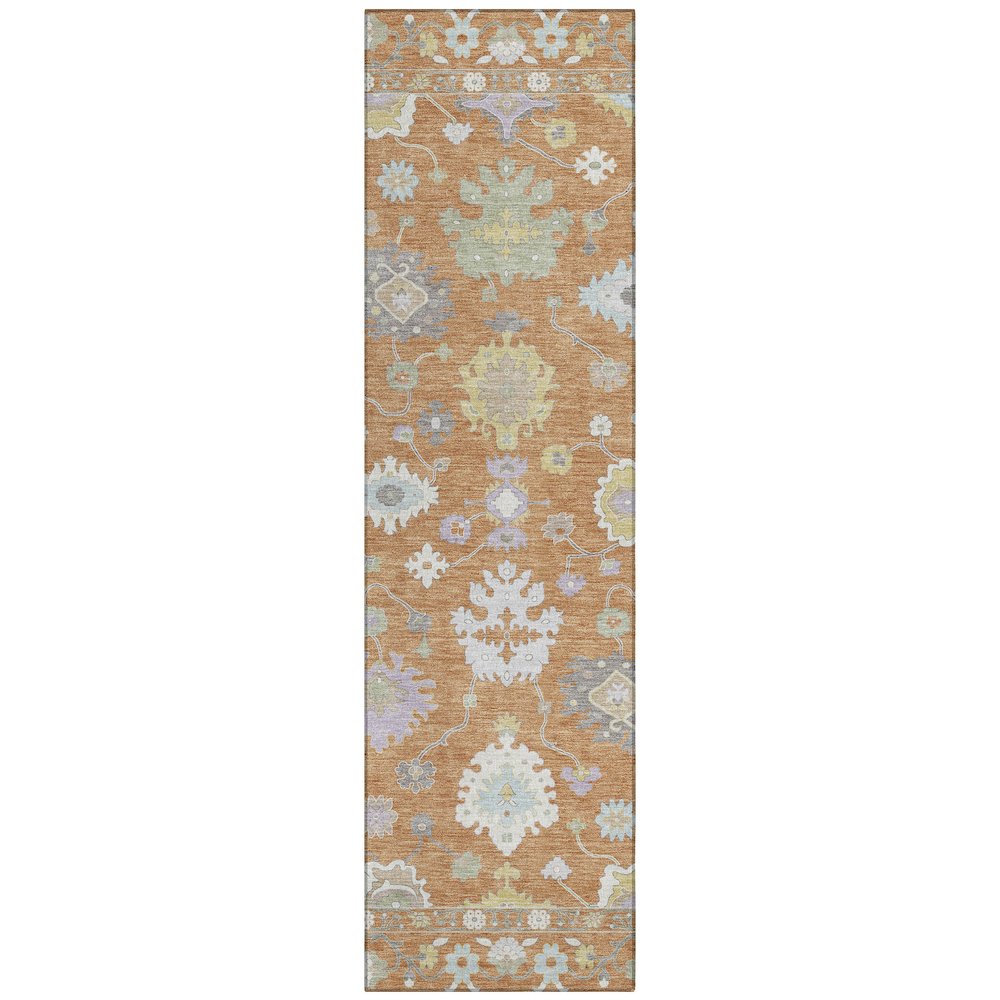 Machine Washable Indoor/Outdoor Chantille ACN2675 Orange 2'3" x 7'6" Runner Rug. Picture 1