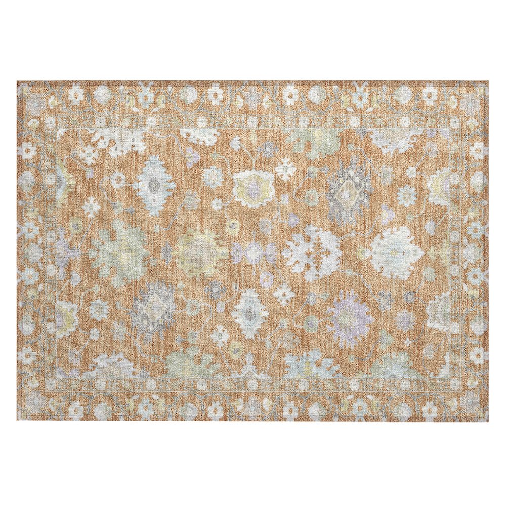 Machine Washable Indoor/Outdoor Chantille ACN2675 Orange 1'8" x 2'6" Rug. Picture 1