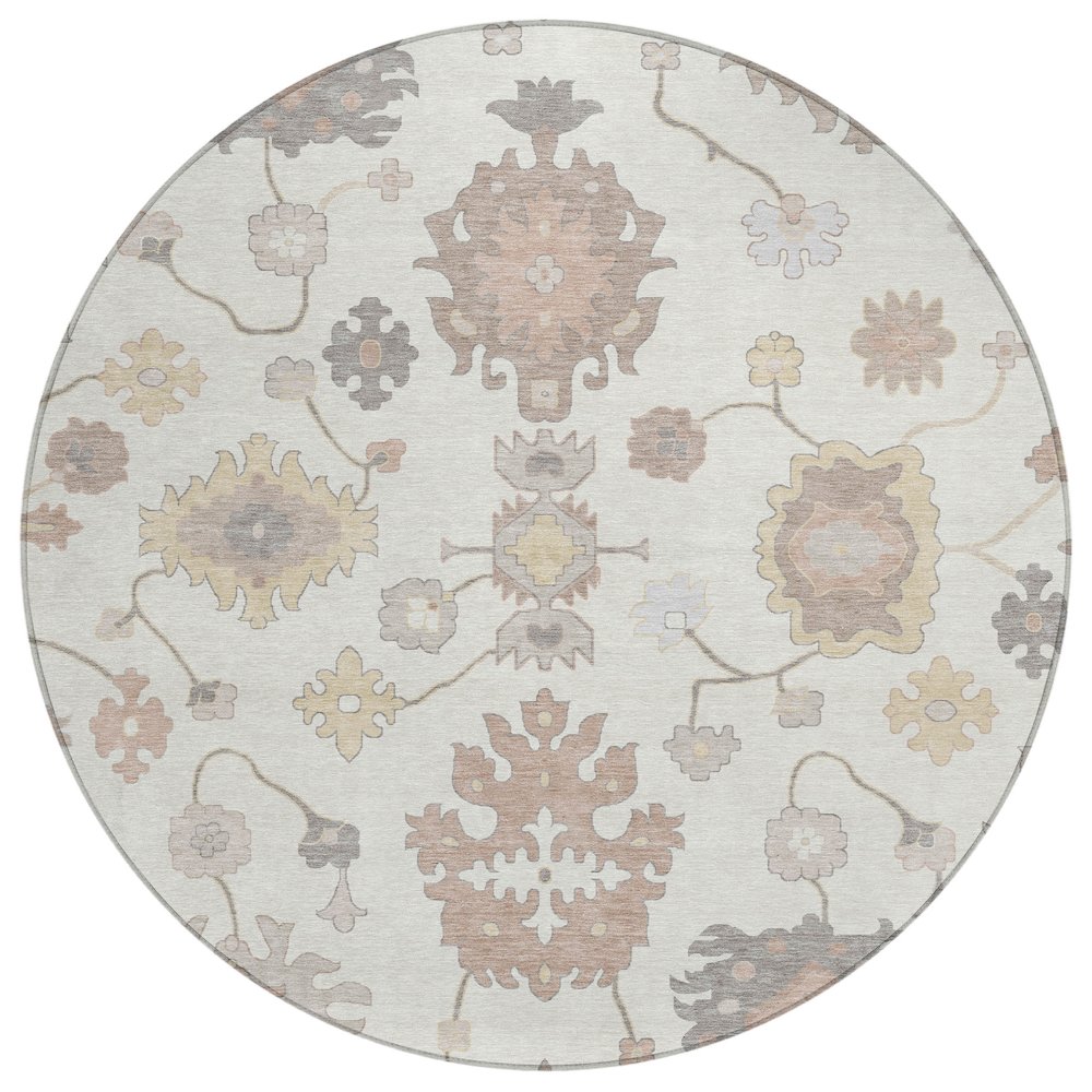 Machine Washable Indoor/Outdoor Chantille ACN2675 Ivory 8' x 8' Round Rug. Picture 1