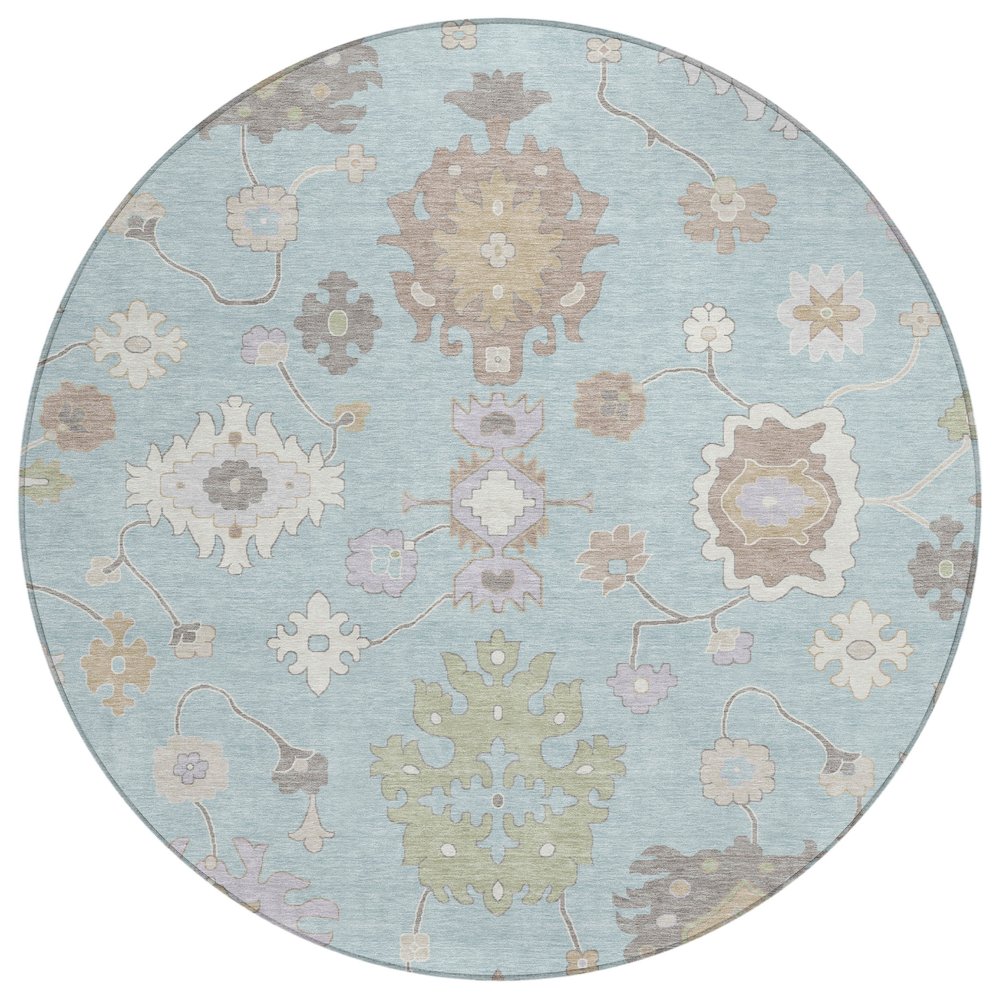 Machine Washable Indoor/Outdoor Chantille ACN2675 Blue 8' x 8' Round Rug. Picture 1