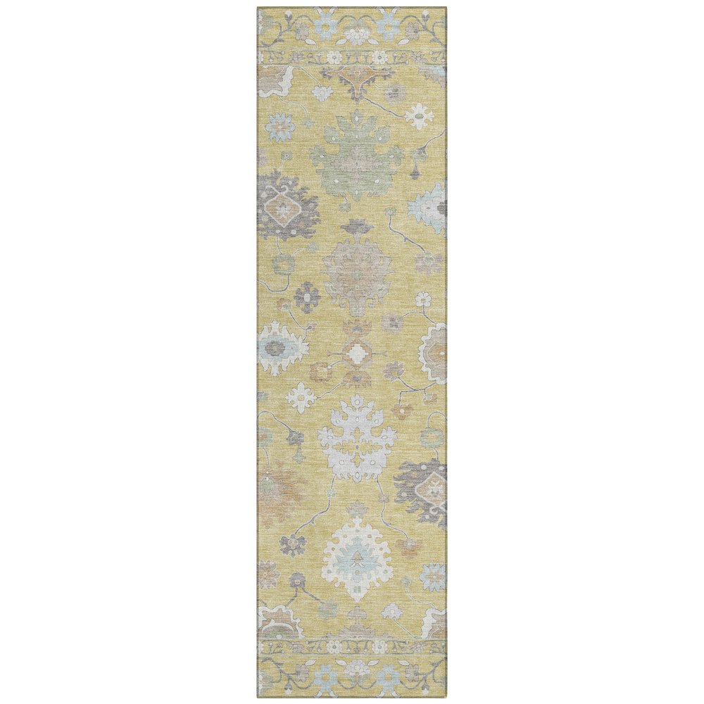 Machine Washable Indoor/Outdoor Chantille ACN2675 Gold 2'3" x 7'6" Runner Rug. Picture 1