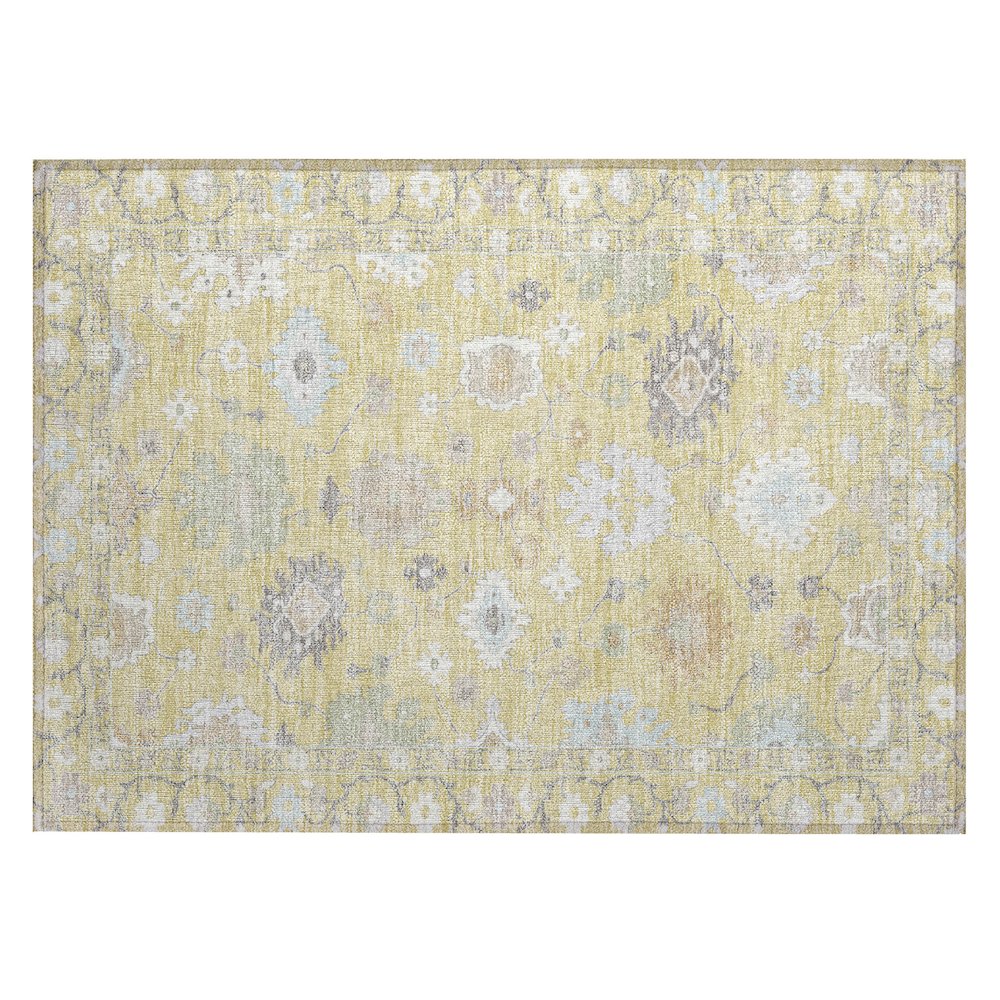 Machine Washable Indoor/Outdoor Chantille ACN2675 Gold 1'8" x 2'6" Rug. Picture 1