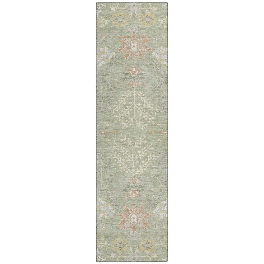 Machine Washable Indoor/Outdoor Chantille ACN2676 Green 2'3" x 7'6" Runner Rug. Picture 1