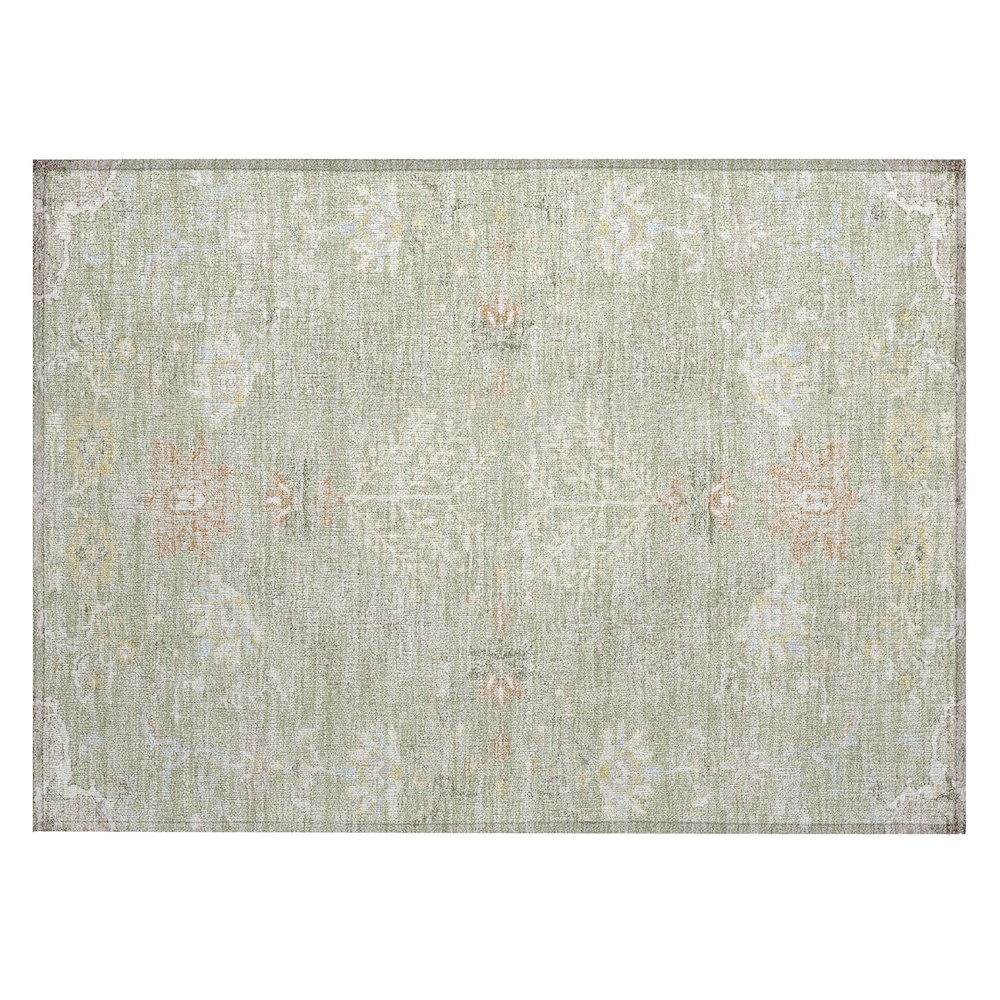 Machine Washable Indoor/Outdoor Chantille ACN2676 Green 1'8" x 2'6" Rug. Picture 1