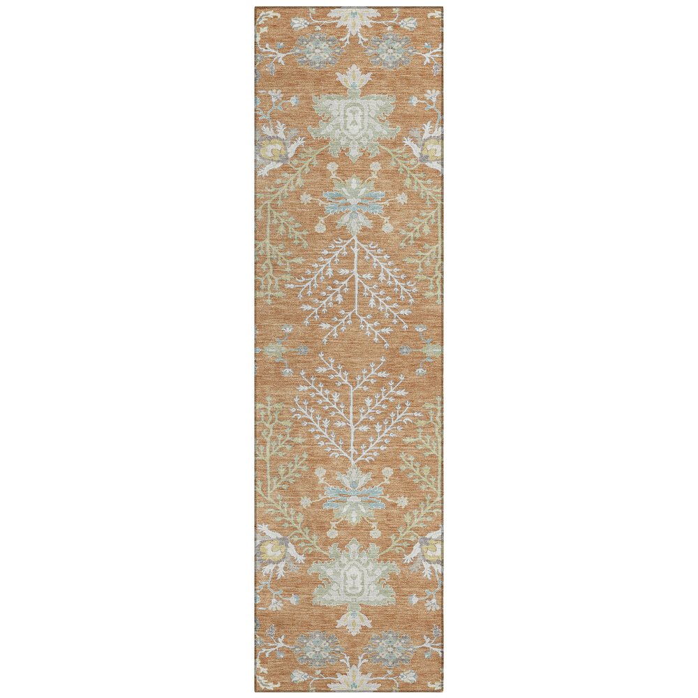 Machine Washable Indoor/Outdoor Chantille ACN2676 Orange 2'3" x 7'6" Runner Rug. Picture 1