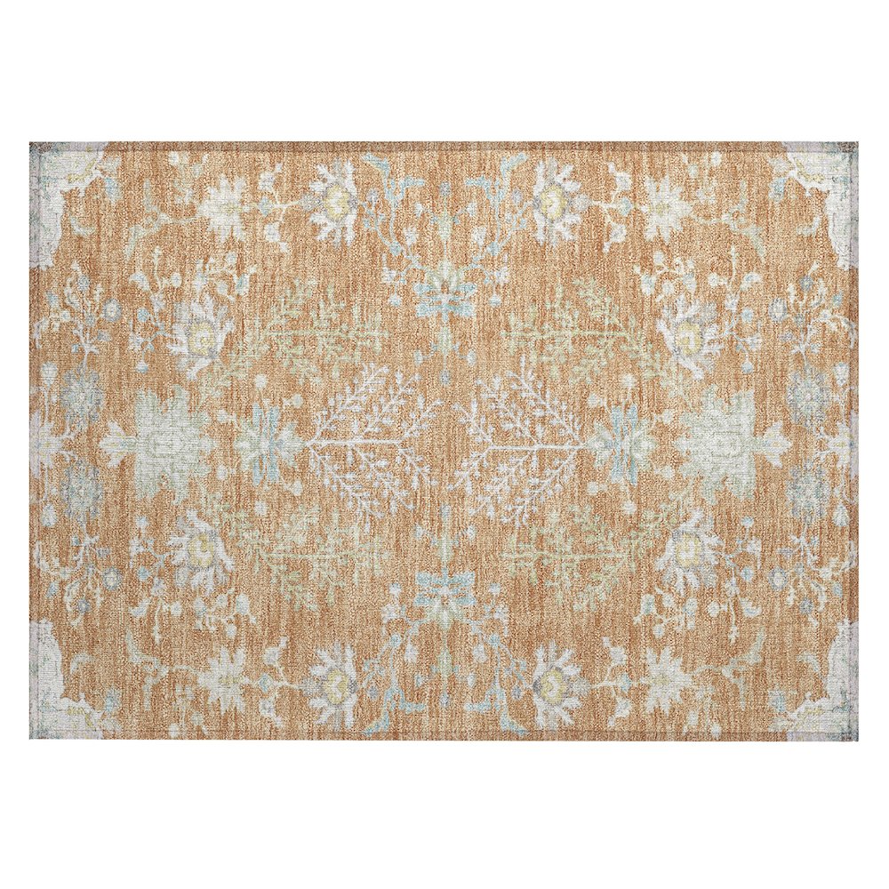 Machine Washable Indoor/Outdoor Chantille ACN2676 Orange 1'8" x 2'6" Rug. Picture 1