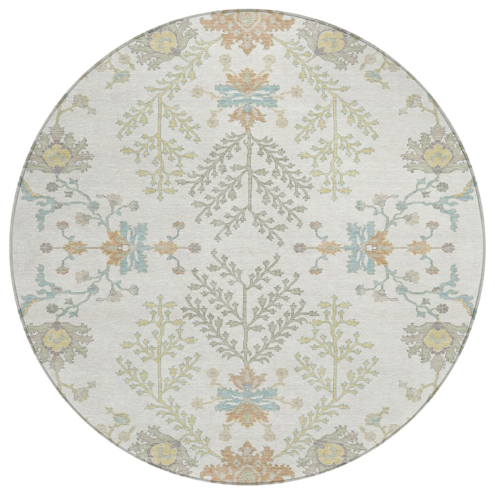 Machine Washable Indoor/Outdoor Chantille ACN2676 Ivory 8' x 8' Round Rug. Picture 1