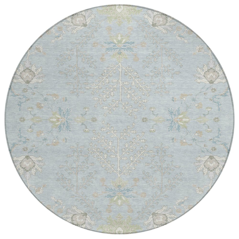 Machine Washable Indoor/Outdoor Chantille ACN2676 Blue 8' x 8' Round Rug. Picture 1