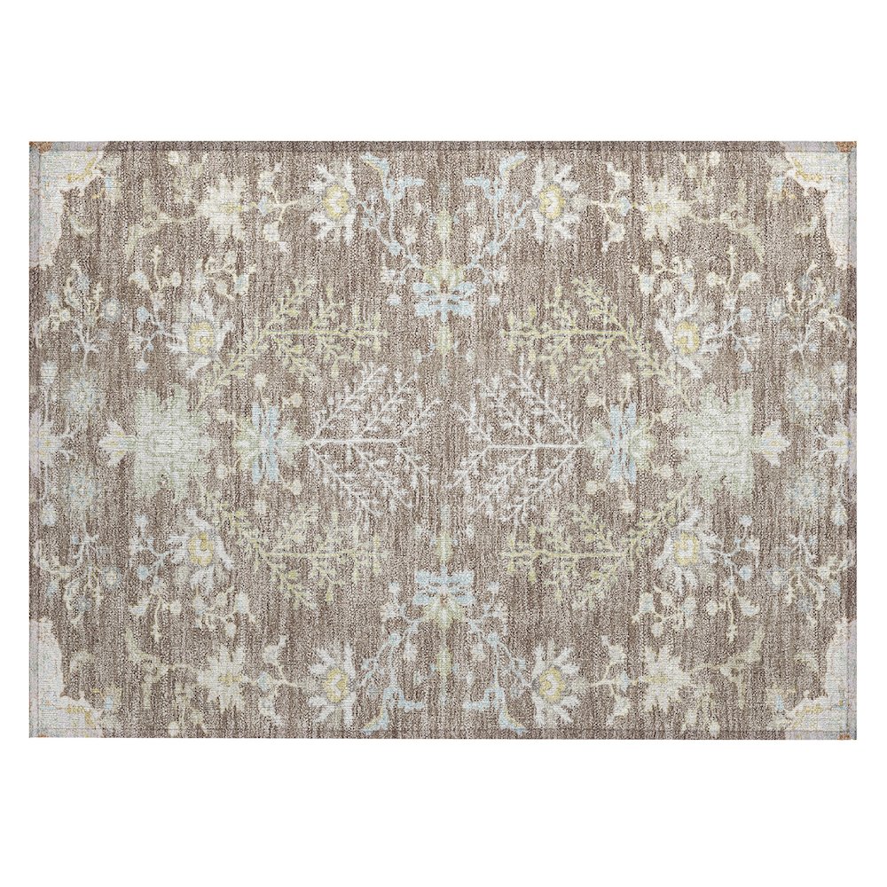 Machine Washable Indoor/Outdoor Chantille ACN2676 Brown 1'8" x 2'6" Rug. Picture 1