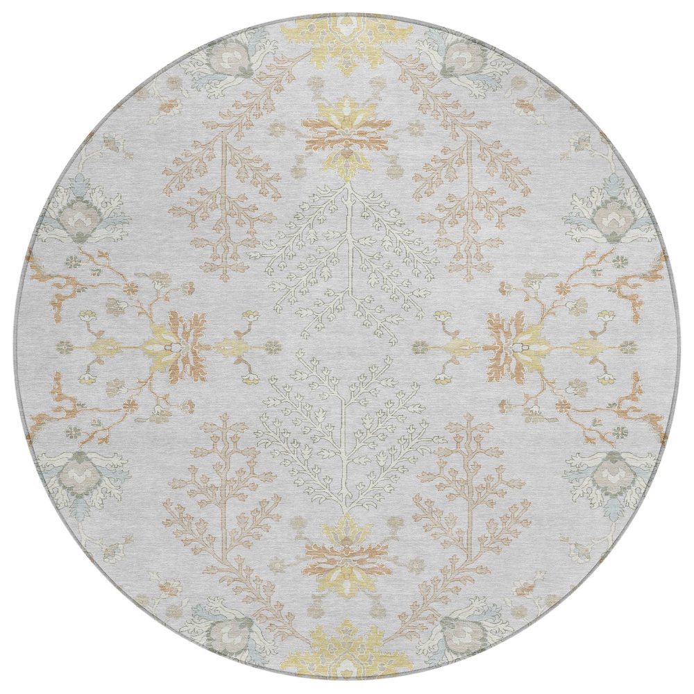 Machine Washable Indoor/Outdoor Chantille ACN2676 Gray 8' x 8' Round Rug. Picture 1