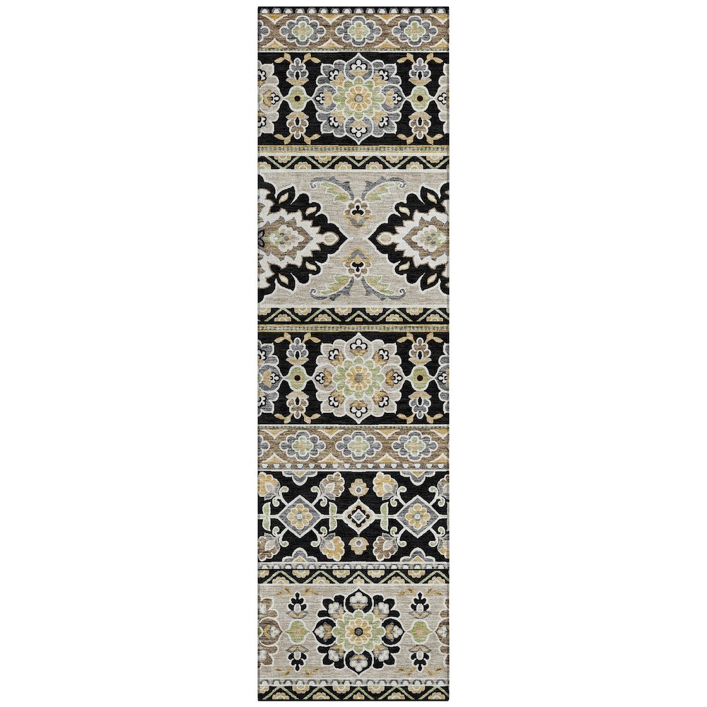 Machine Washable Indoor/Outdoor Chantille ACN2677 Black 2'3" x 7'6" Runner Rug. Picture 1