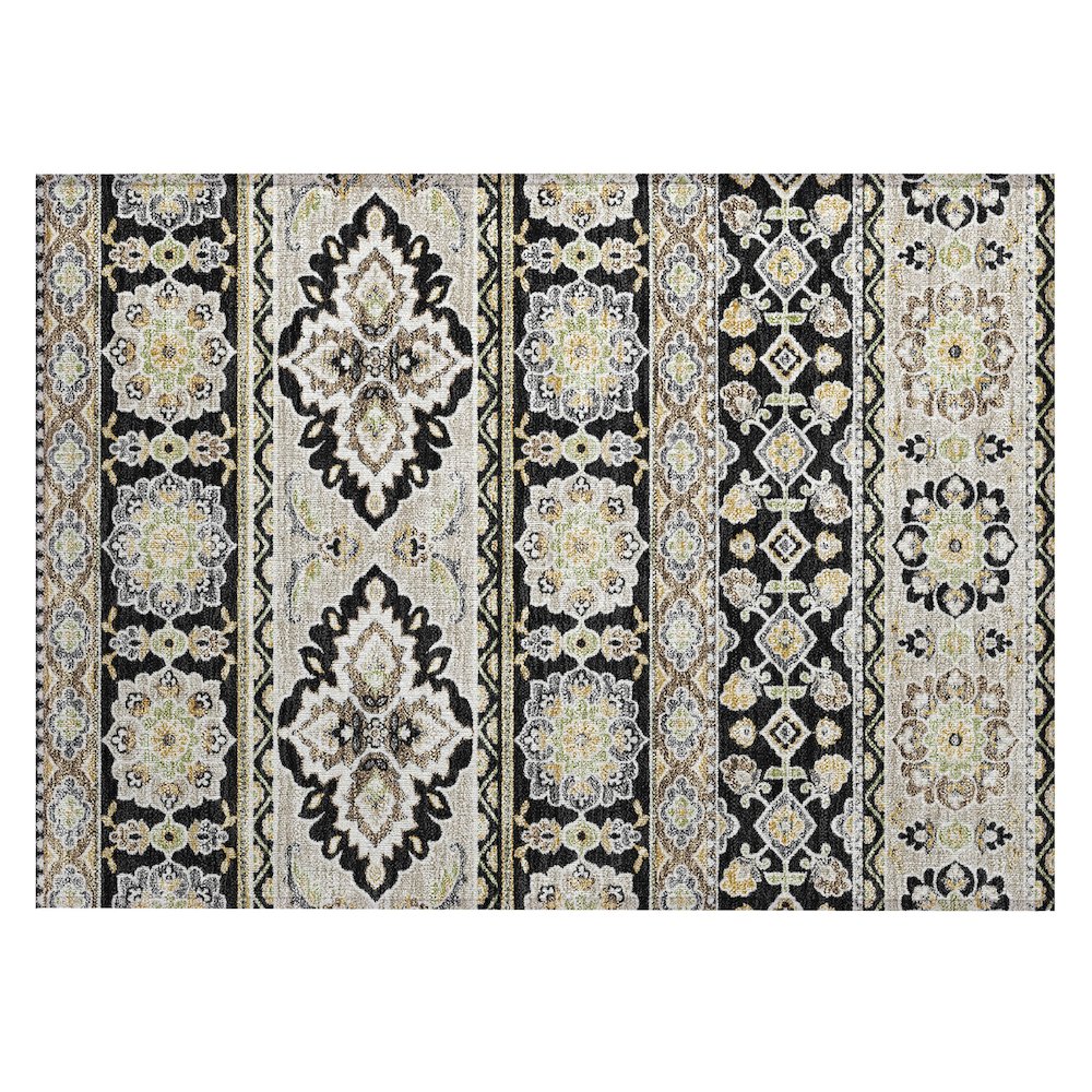 Machine Washable Indoor/Outdoor Chantille ACN2677 Black 1'8" x 2'6" Rug. Picture 1