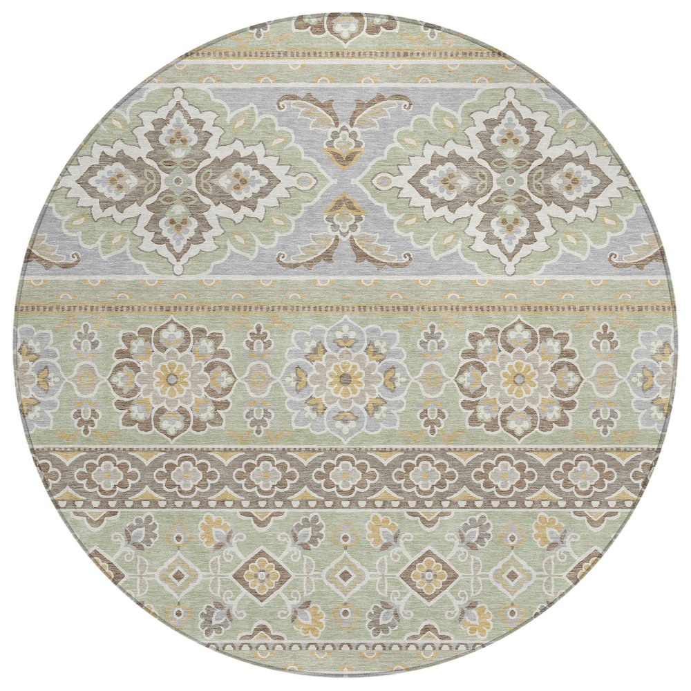 Machine Washable Indoor/Outdoor Chantille ACN2677 Green 8' x 8' Round Rug. Picture 1