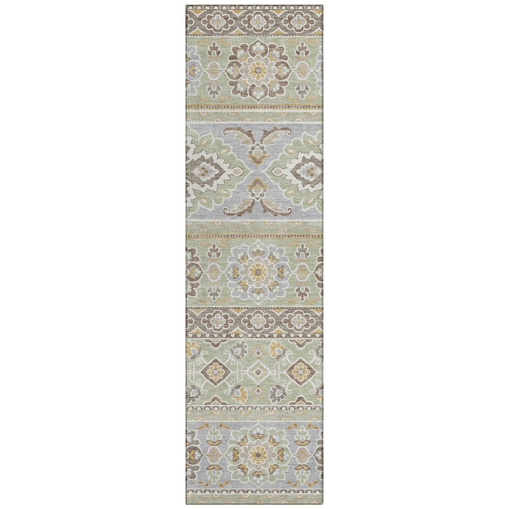 Machine Washable Indoor/Outdoor Chantille ACN2677 Green 2'3" x 7'6" Runner Rug. Picture 1