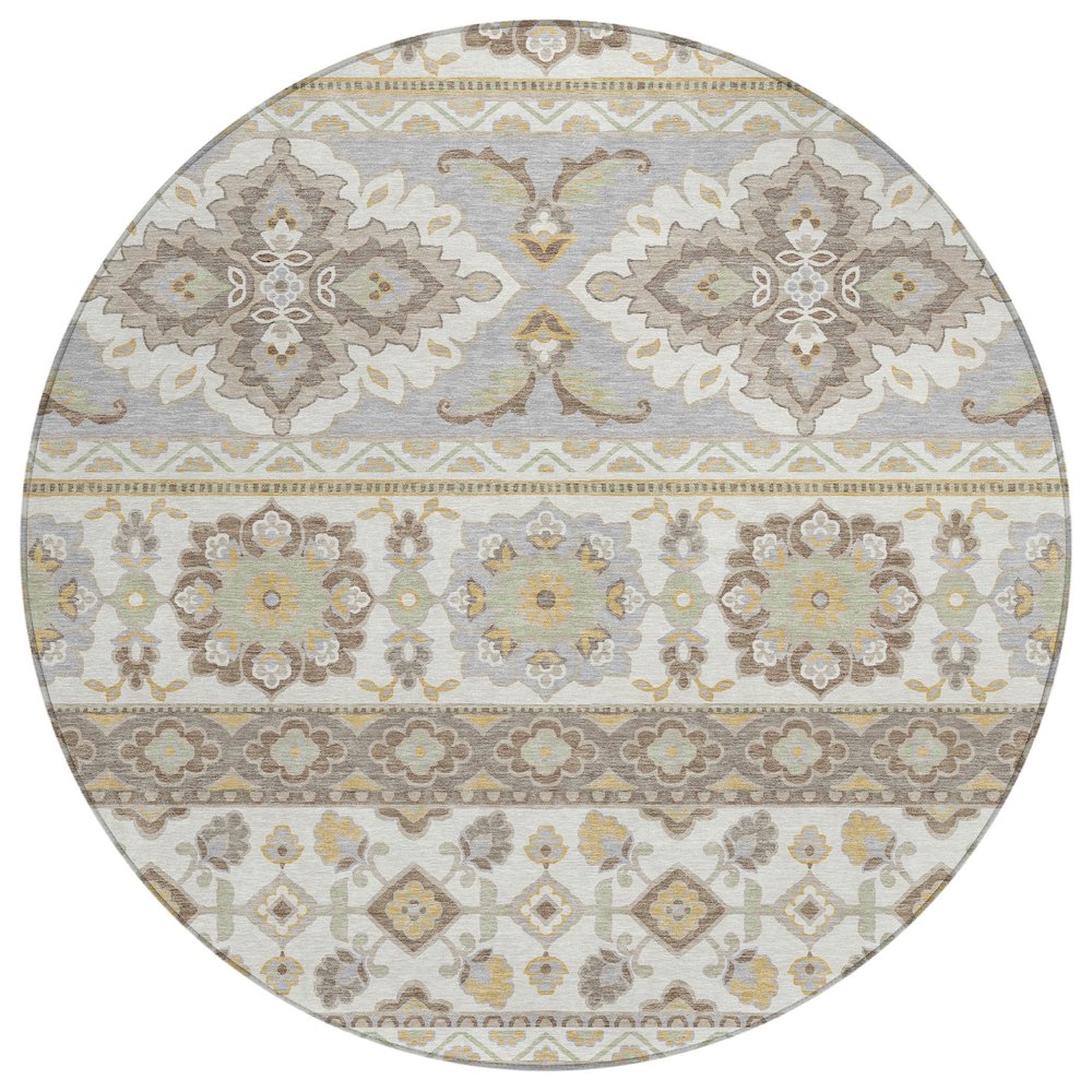 Machine Washable Indoor/Outdoor Chantille ACN2677 Ivory 8' x 8' Round Rug. Picture 1
