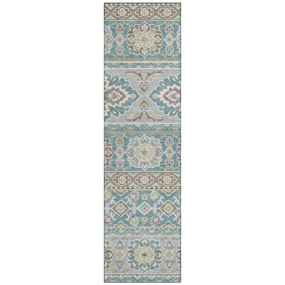 Machine Washable Indoor/Outdoor Chantille ACN2677 Teal 2'3" x 7'6" Runner Rug. Picture 1