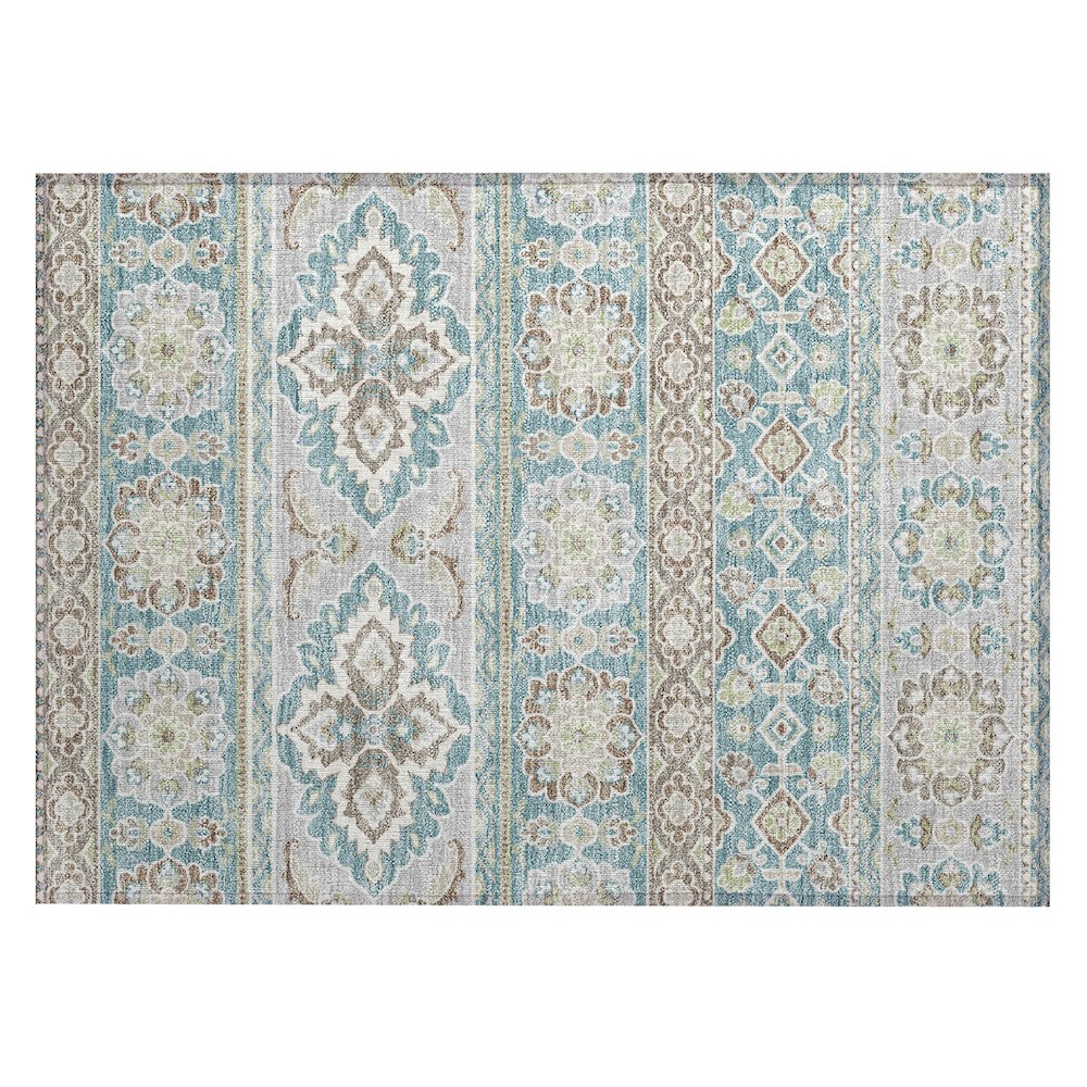 Machine Washable Indoor/Outdoor Chantille ACN2677 Teal 1'8" x 2'6" Rug. Picture 1