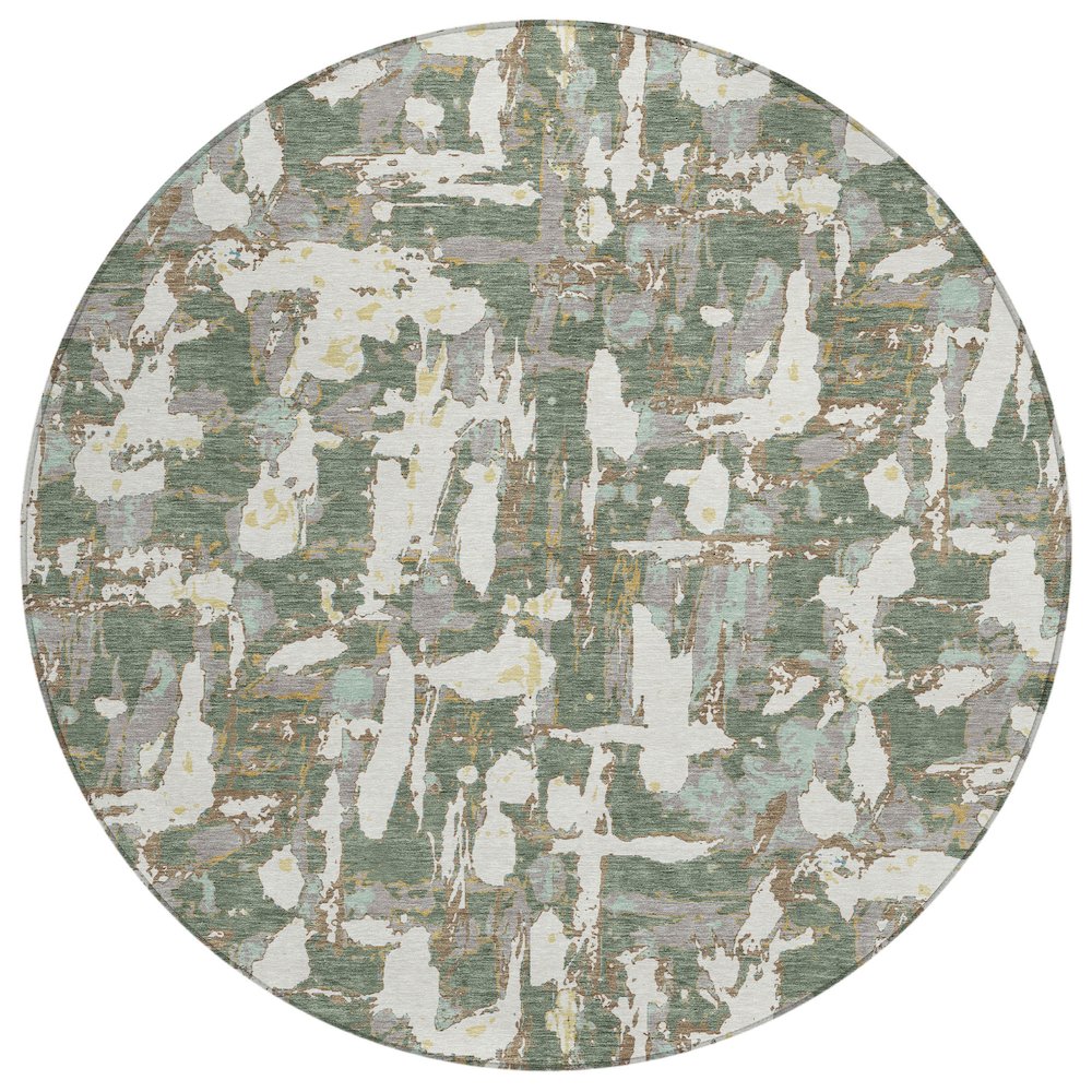 Machine Washable Indoor/Outdoor Chantille ACN2678 Green 8' x 8' Round Rug. Picture 1
