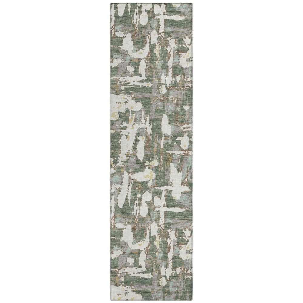 Machine Washable Indoor/Outdoor Chantille ACN2678 Green 2'3" x 7'6" Runner Rug. Picture 1