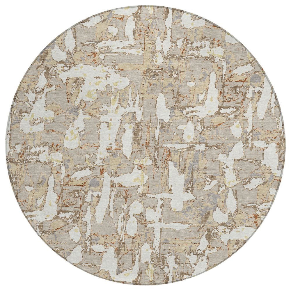Machine Washable Indoor/Outdoor Chantille ACN2678 Brown 8' x 8' Round Rug. Picture 1