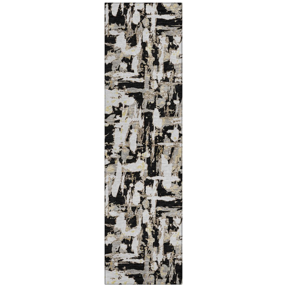 Machine Washable Indoor/Outdoor Chantille ACN2678 Black 2'3" x 7'6" Runner Rug. Picture 1