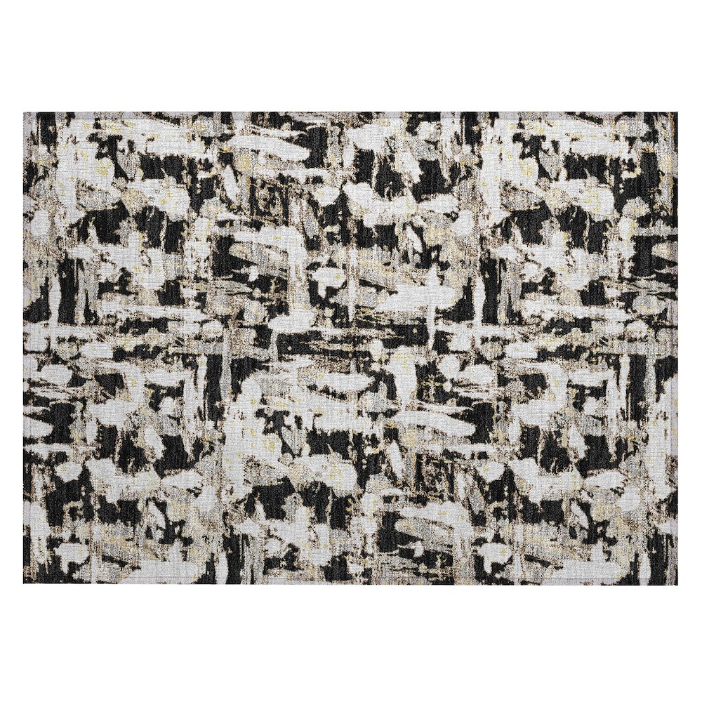 Machine Washable Indoor/Outdoor Chantille ACN2678 Black 1'8" x 2'6" Rug. Picture 1