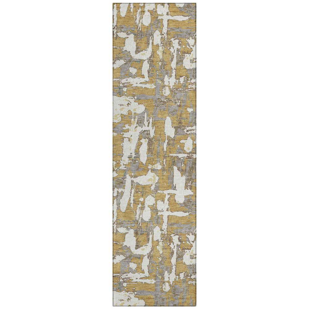 Machine Washable Indoor/Outdoor Chantille ACN2678 Gold 2'3" x 7'6" Runner Rug. Picture 1