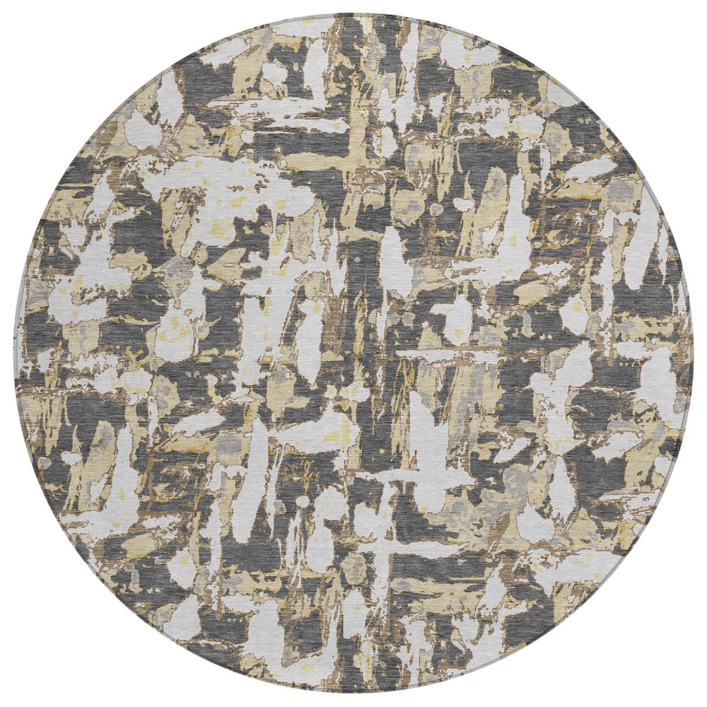 Machine Washable Indoor/Outdoor Chantille ACN2678 Gray 8' x 8' Round Rug. Picture 1