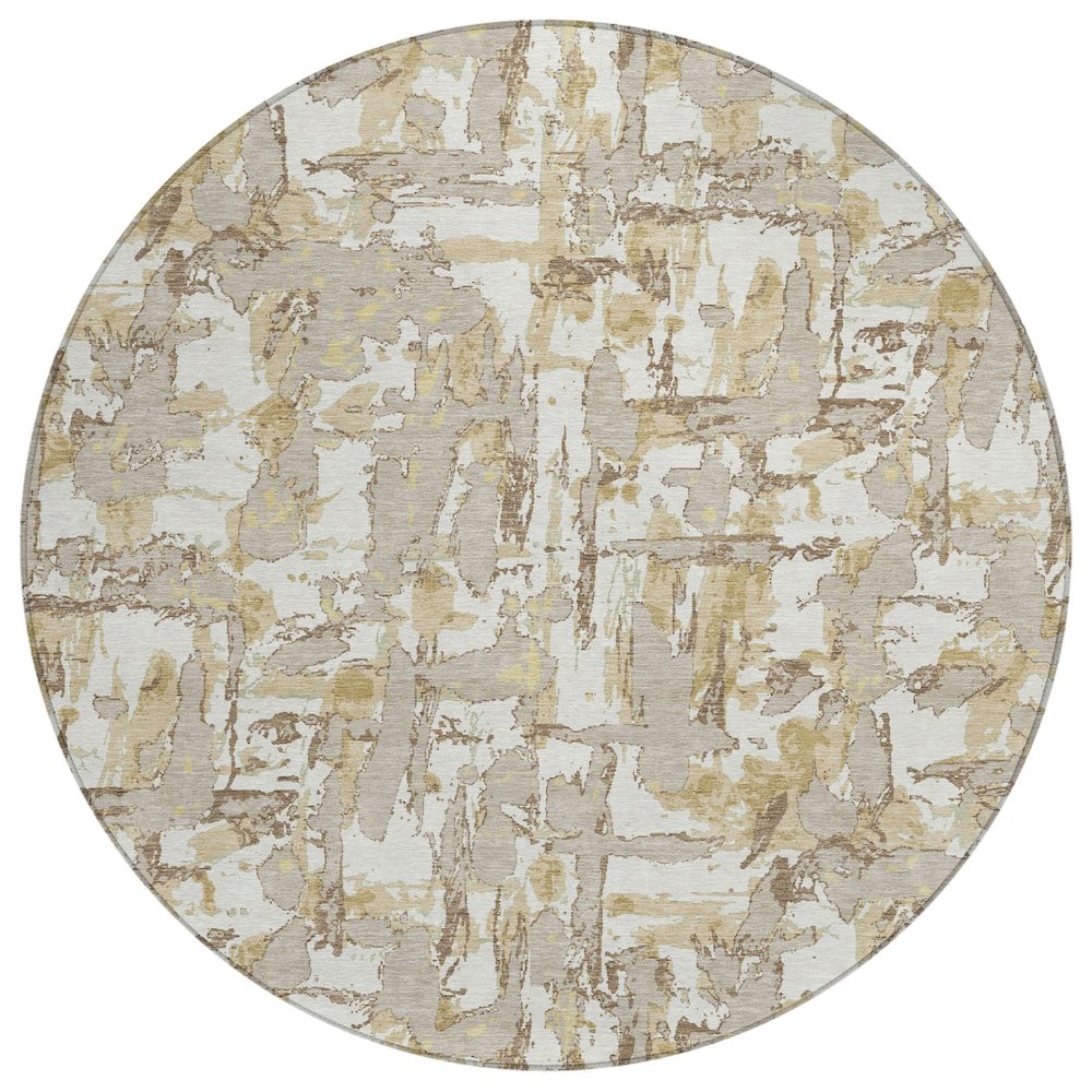 Machine Washable Indoor/Outdoor Chantille ACN2678 Ivory 8' x 8' Round Rug. Picture 1