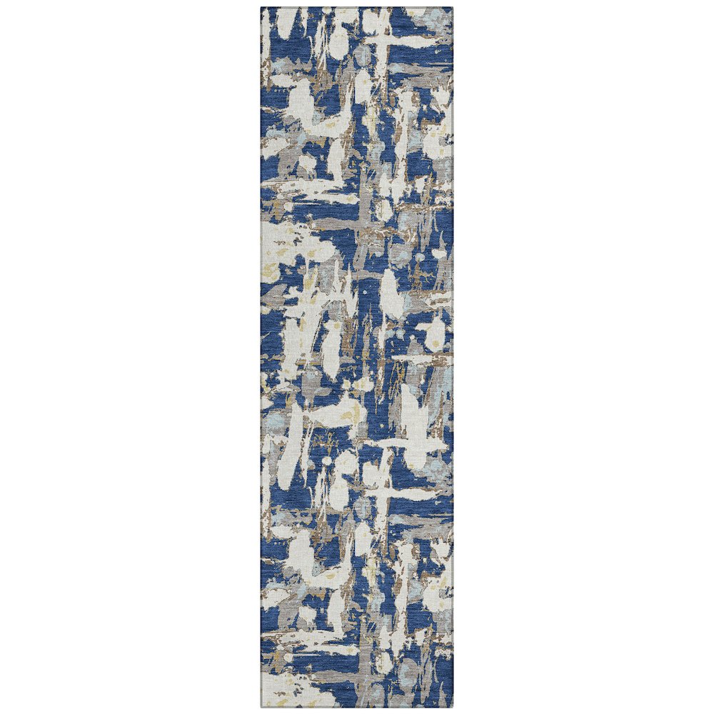 Machine Washable Indoor/Outdoor Chantille ACN2678 Blue 2'3" x 7'6" Runner Rug. Picture 1