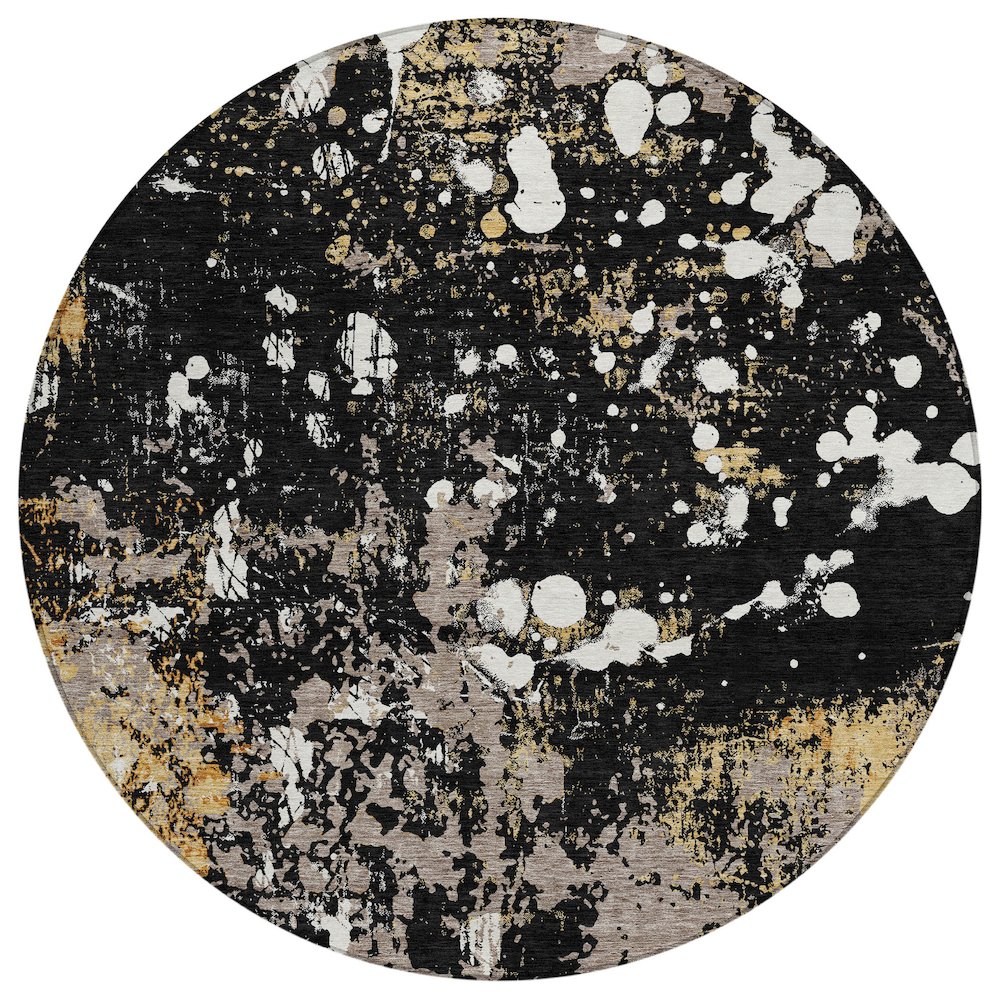 Machine Washable Indoor/Outdoor Chantille ACN2679 Black 8' x 8' Round Rug. Picture 1