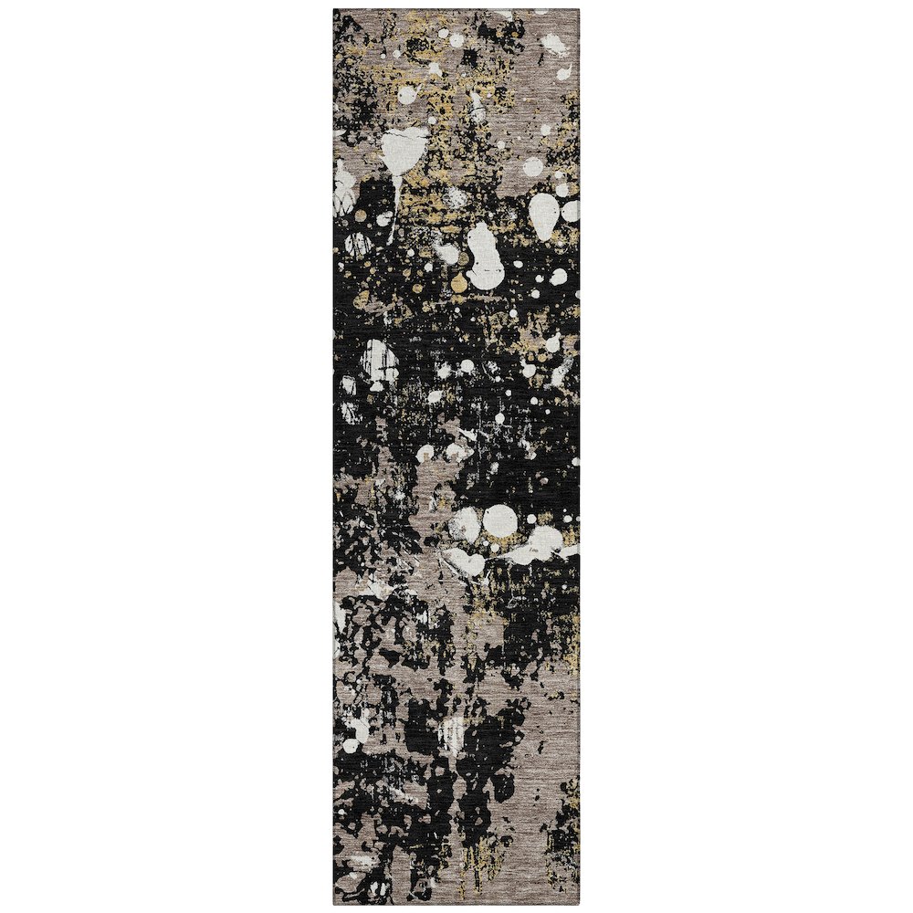 Machine Washable Indoor/Outdoor Chantille ACN2679 Black 2'3" x 7'6" Runner Rug. Picture 1