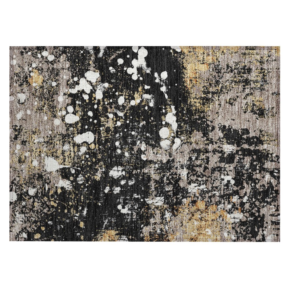 Machine Washable Indoor/Outdoor Chantille ACN2679 Black 1'8" x 2'6" Rug. Picture 1