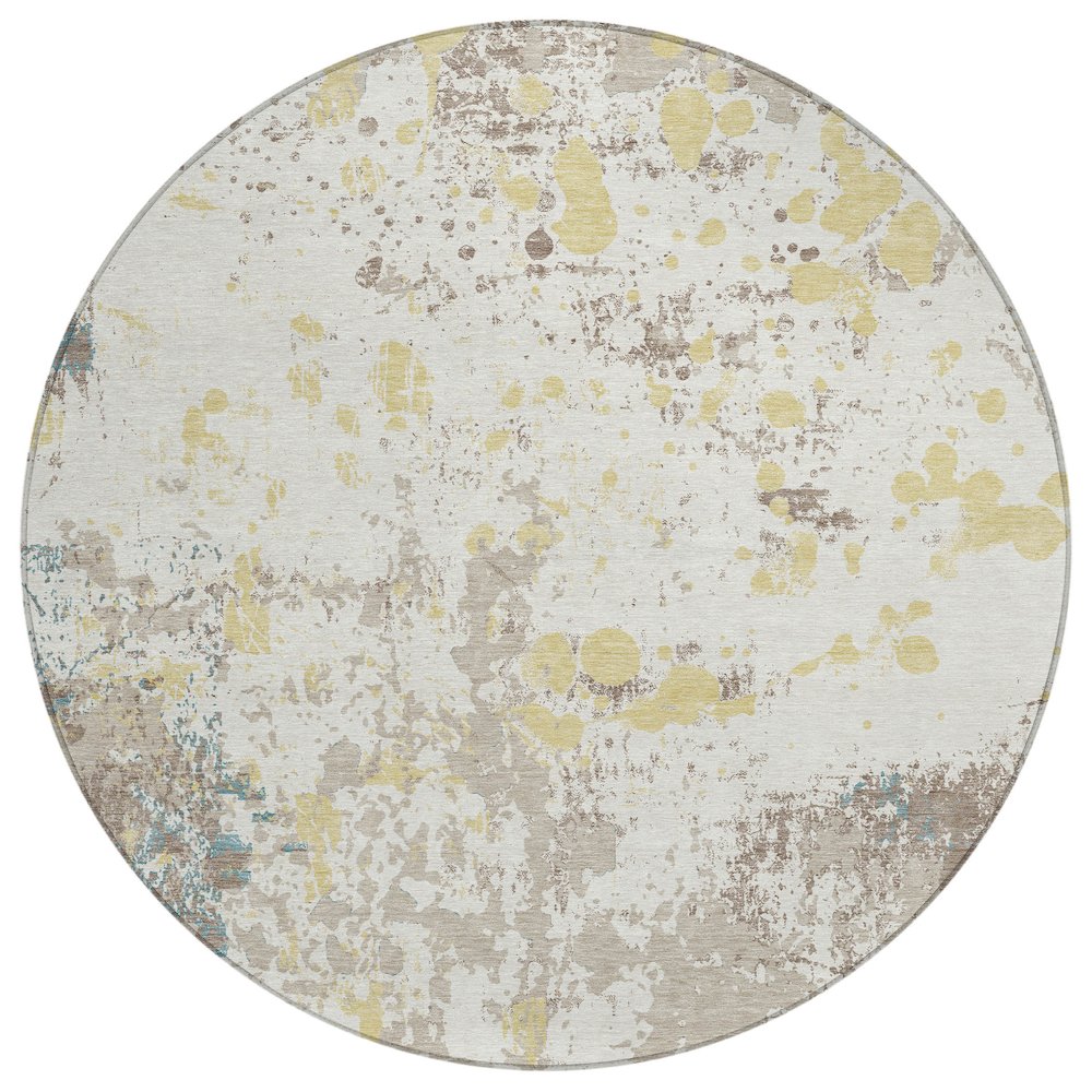 Machine Washable Indoor/Outdoor Chantille ACN2679 Ivory 8' x 8' Round Rug. Picture 1