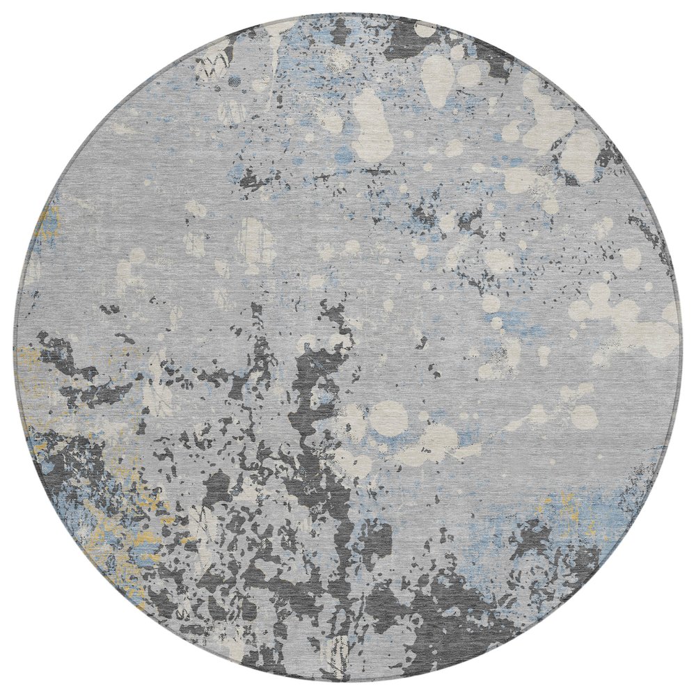 Machine Washable Indoor/Outdoor Chantille ACN2679 Gray 8' x 8' Round Rug. Picture 1