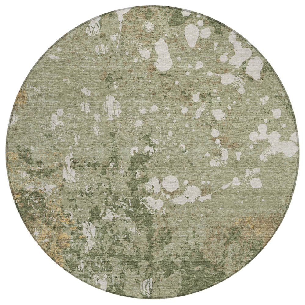 Machine Washable Indoor/Outdoor Chantille ACN2679 Green 8' x 8' Round Rug. Picture 1
