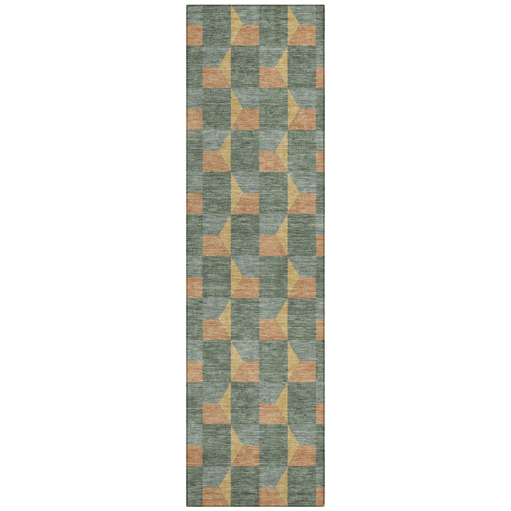 Machine Washable Indoor/Outdoor Chantille ACN2680 Green 2'3" x 7'6" Runner Rug. Picture 1