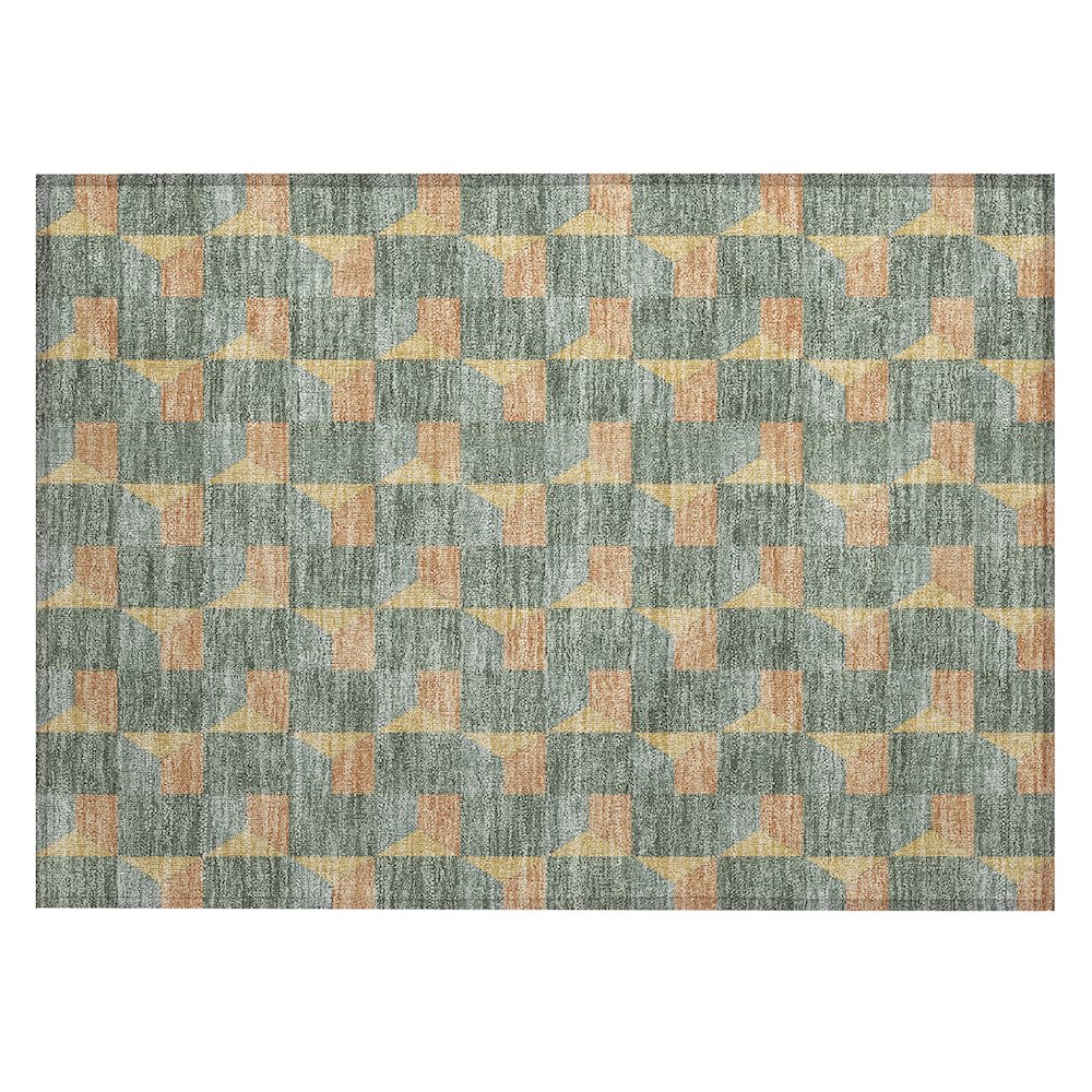Machine Washable Indoor/Outdoor Chantille ACN2680 Green 1'8" x 2'6" Rug. Picture 1