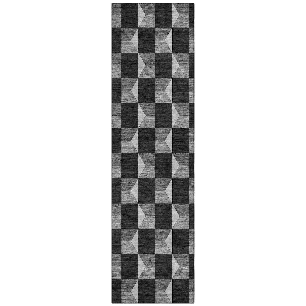 Machine Washable Indoor/Outdoor Chantille ACN2680 Black 2'3" x 7'6" Runner Rug. Picture 1