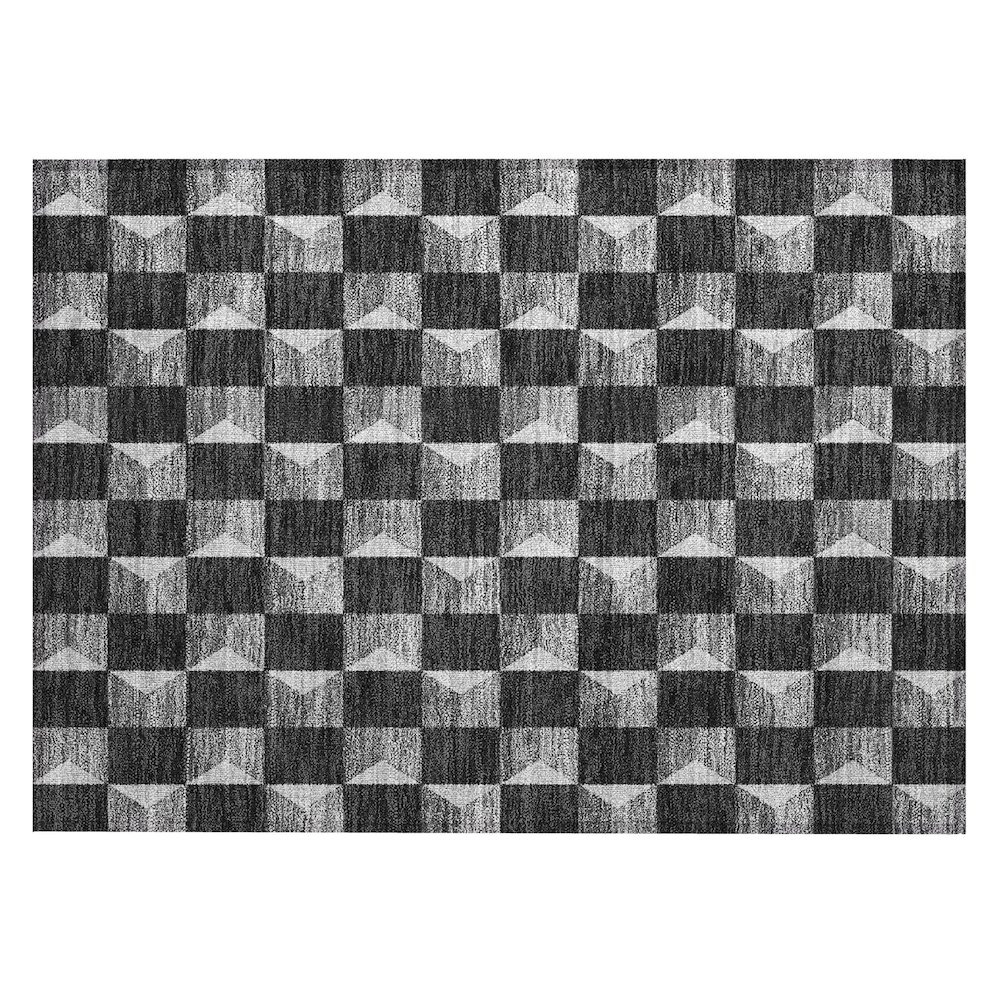 Machine Washable Indoor/Outdoor Chantille ACN2680 Black 1'8" x 2'6" Rug. Picture 1