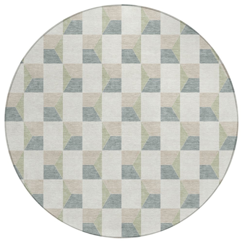 Machine Washable Indoor/Outdoor Chantille ACN2680 Green 8' x 8' Round Rug. Picture 1