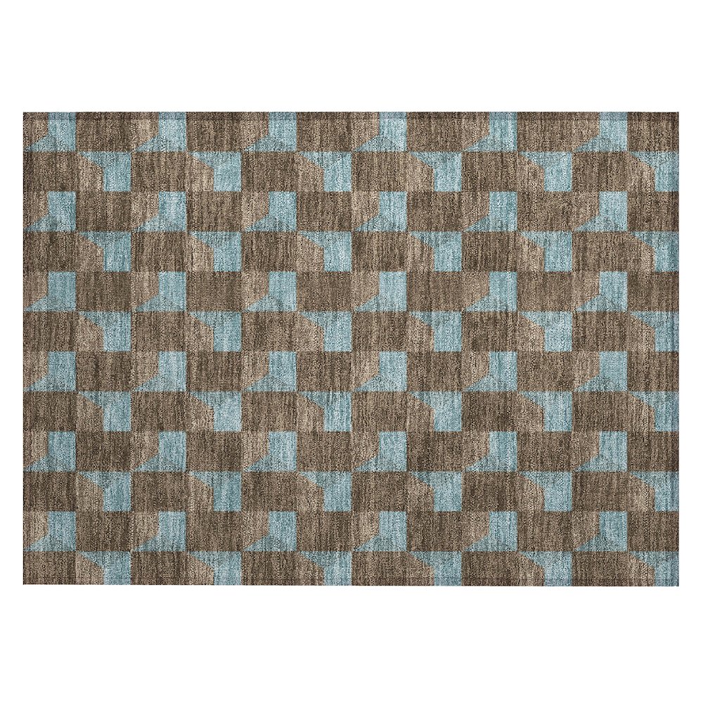 Machine Washable Indoor/Outdoor Chantille ACN2680 Brown 1'8" x 2'6" Rug. Picture 1